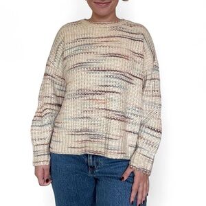 American Eagle Outfitters Cream and Brown Knit Sweater